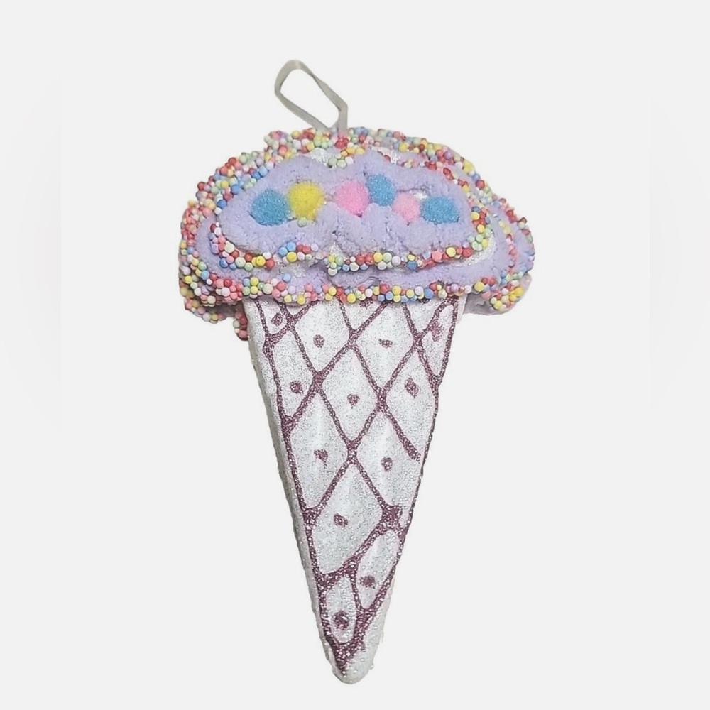 7" candyland theme styrofoam ice cream cone christmas ornament purple